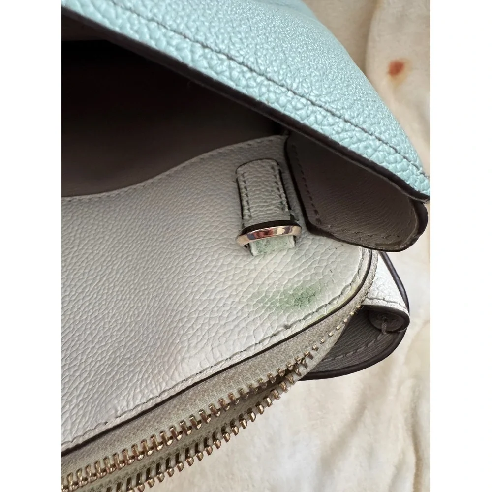 Kate Spade Margaux Large Satchel Leather Blue Gray PXRUA160 Crossbody Bag
